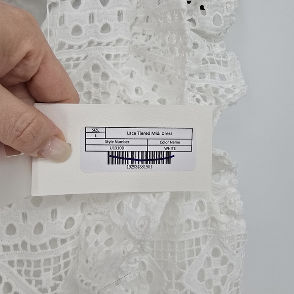Endless Rose white Lace Ruffle Tiered Midi Dress large - Picture 8 of 11